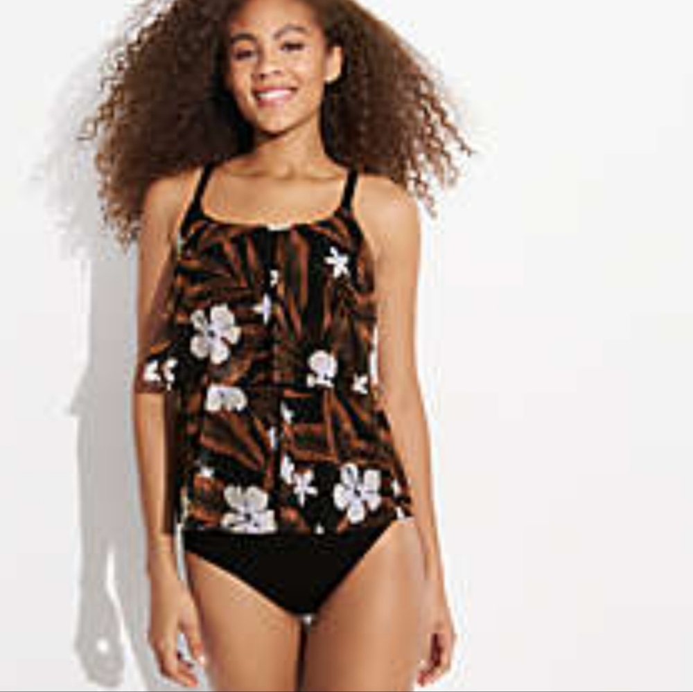 Women's Lands End Tiered Tankini Swimsuit Top size M